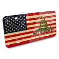 Ipick Image For American Usa Flag Rustic Style Dont Tread On Me Graphic Aluminum Novelty License Plate