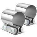 Auto Dynasty Pack Of 2 Inches Butt Joint Band Exhaust Muffler Seal Clamps Sleeve Universal Use For Outer Diameter Pipe 