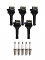 Set Of 5 Ignition Coil Pack And Platinum Spark Plugs For Volvo C30 C70 S40 S60 V50 V60 V70 Xc60 Xc70 2 4l 5l L5 Replacement 
