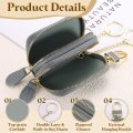 Genuine Leather Car Key Fob Case Universal Holder Double Layer Zipper Bag For Men Women Light Blue