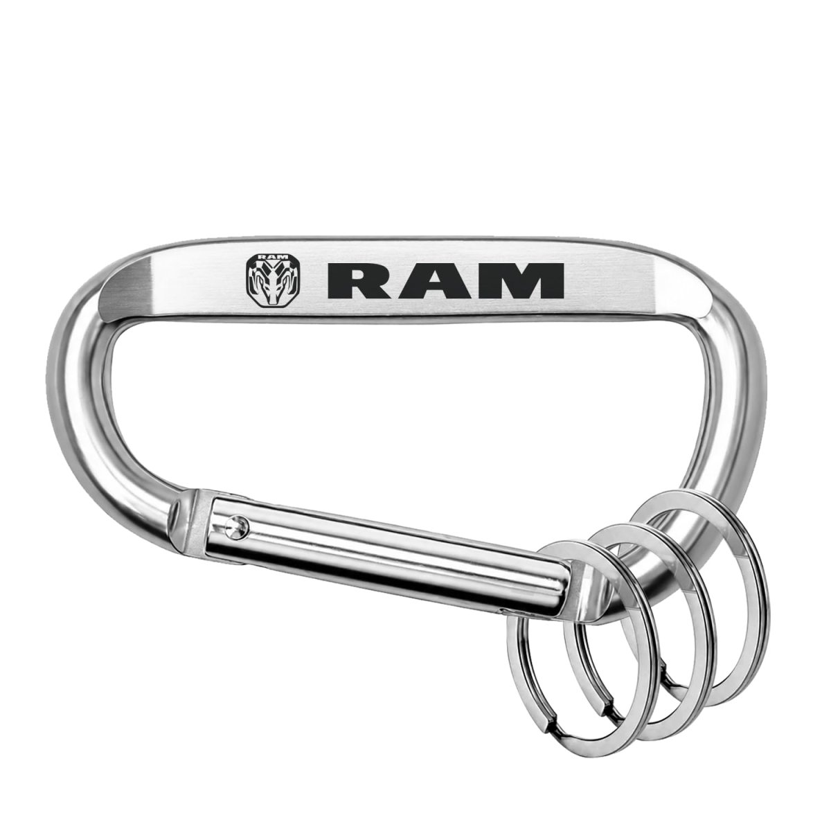Ipick Image Officially Licensed Ram 2019 Laser-etched Silver Metal Carabiner Keychain With Split Key Rings