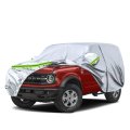 Waterproof Car Cover For 2021 2024 Ford Bronco 2 Door 6 Layer Silver All Weather Protection With Zipper Windproof Bands And 