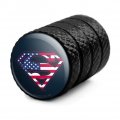 Superman Usa American Flag Shield Logo Tire Rim Wheel Aluminum Valve Stem Caps