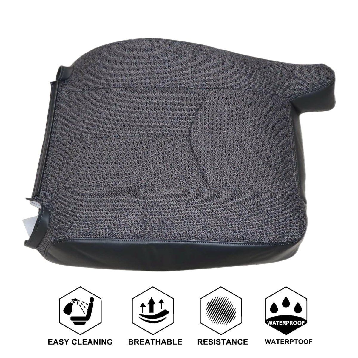 Front Passenger Side Top Back Seat Cover Replacement Cloth Gray For Chevy Silverado Gmc Sierra 1500 2500 3500 2003 2004 2005