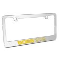 Ford Mustang Boss 302 In Yellow 3d On Mirror Chrome Metal License Plate Frame Official Licensed