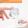 4pcs Toilet Tank Button Pusher Love Heart Shaped Flushing Replacement Part For Women Long Nail Transparent