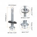 Uxcell 12 X 1-1 2 Self Drilling Screws With Rubber Washer 25pcs Zinc Plated Steel Roofing Hex Head Tapping Epdm For Metal To
