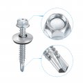 Uxcell 12 X 1-1 2 Self Drilling Screws With Rubber Washer 25pcs Zinc Plated Steel Roofing Hex Head Tapping Epdm For Metal To