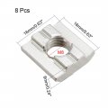 Uxcell Slide In T-nut M8 Threaded For 3030 Series Aluminum Extrusions Profile Pack Of 8