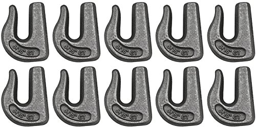 Set Of 10 Grade 70 Weldable Grab Hooks For 3 8 In Chain Towing And Rigging 6600 Lb Wll Model 11-38wgh-x10