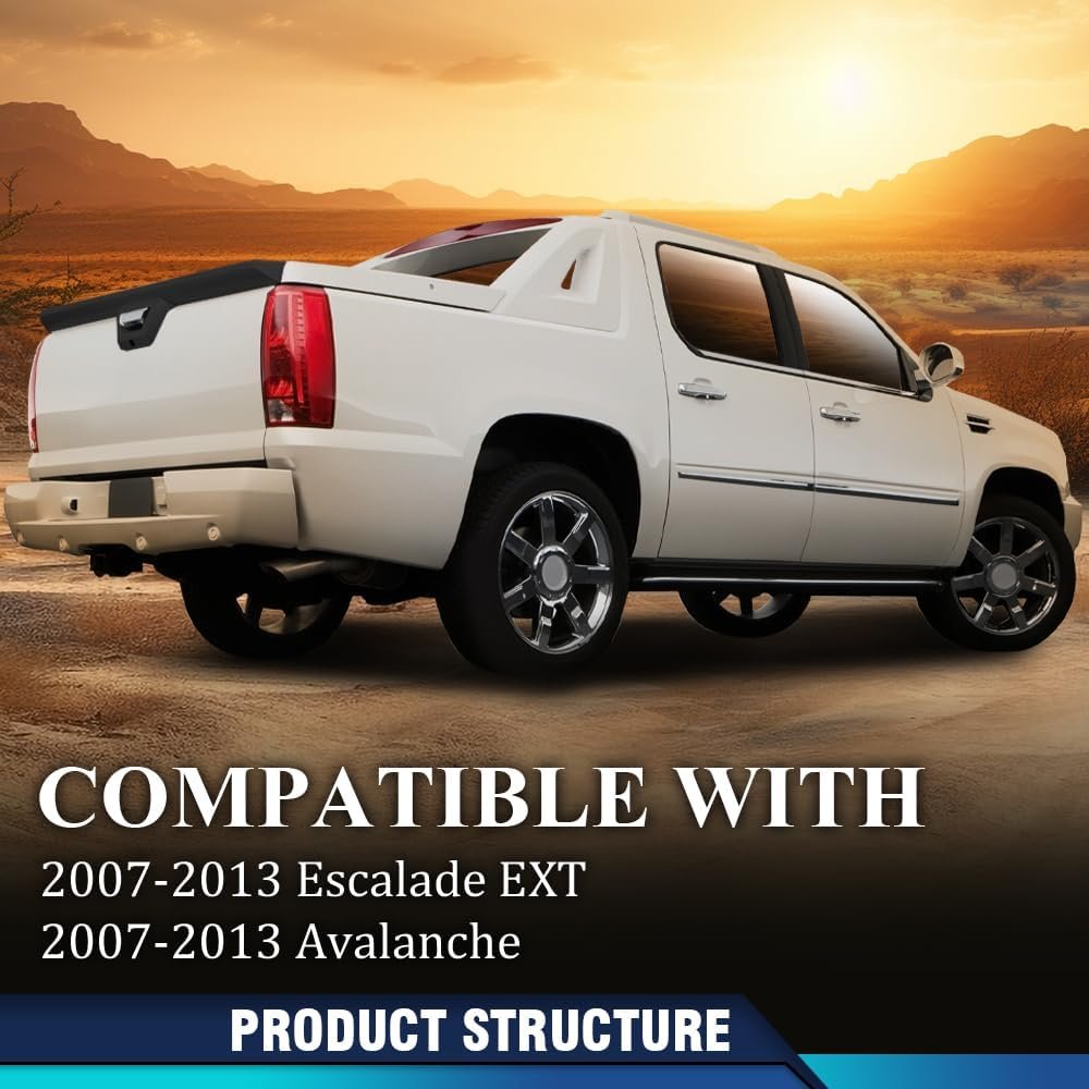 Tailgate Gate Molding Spoiler With Camera Hole For Chevy Avalanche 2007 2013 And Cadillac Escalade Ext Black Textured Abs