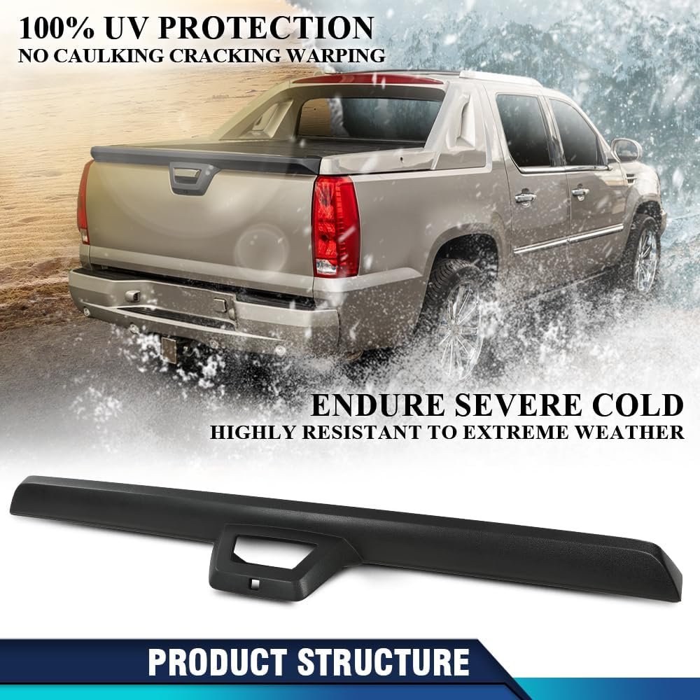 Tailgate Gate Molding Spoiler With Camera Hole For Chevy Avalanche 2007 2013 And Cadillac Escalade Ext Black Textured Abs