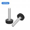 Uxcell 15pcs M5x25mm Threaded Knurled Thumb Screws Zinc Plated Carbon Steel Clamping Knobs Grip Plastic Round Head Thumbscrews