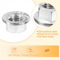 Uxcell M10x1 5mm Serrated Flange Hex Lock Nuts 25pcs 304 Stainless Steel Non-slip Metric Hexagon Nut Full Thread Bright Finish
