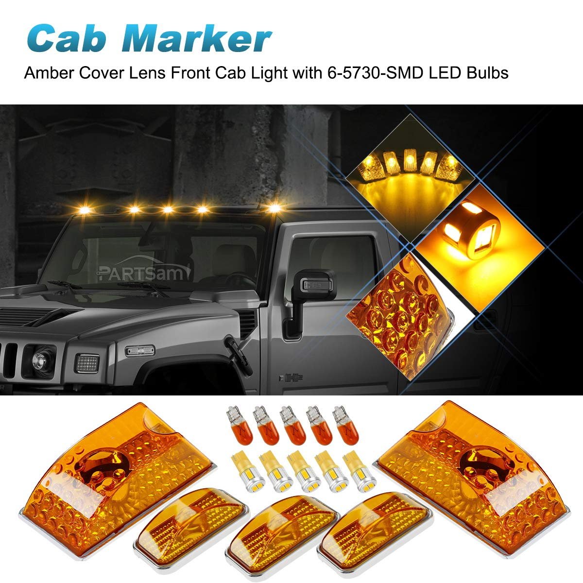 Cab Roof Lights For Hummer H2 2003 2009 And Sut 2005 Front Amber Rear Red Top Clearance Marker Led Light Lamps With T10 Bulbs