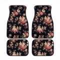 Snilety Hibiscus Flower Printed 4pcs Auto Floor Mats Heavy Duty Rubber Car Carpets Dust-proof And Anti-slip Universal Fit For 