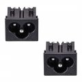A C6 Panel Mount Plug Adapter Ac 250v 2 5a 3 Pins Iec Inlet Module Power Connector Socket Straight 2pcs 