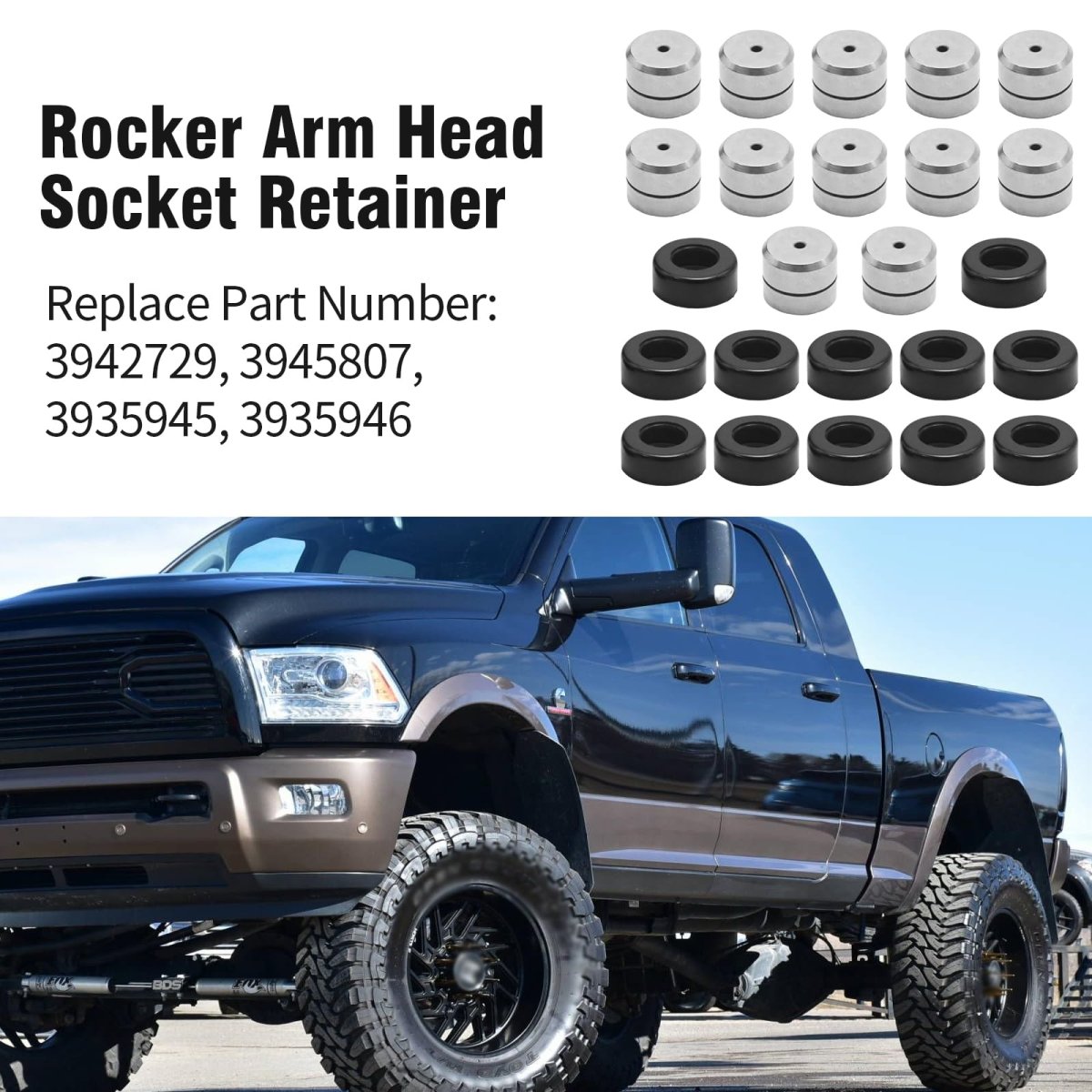 Zreneyfex 12 Pcs Rocker Arm Head Socket Retainer Replacement For Ram 2500 3500 4500 5500 5 9l 6 7l Isb 2003-2018 Replaces