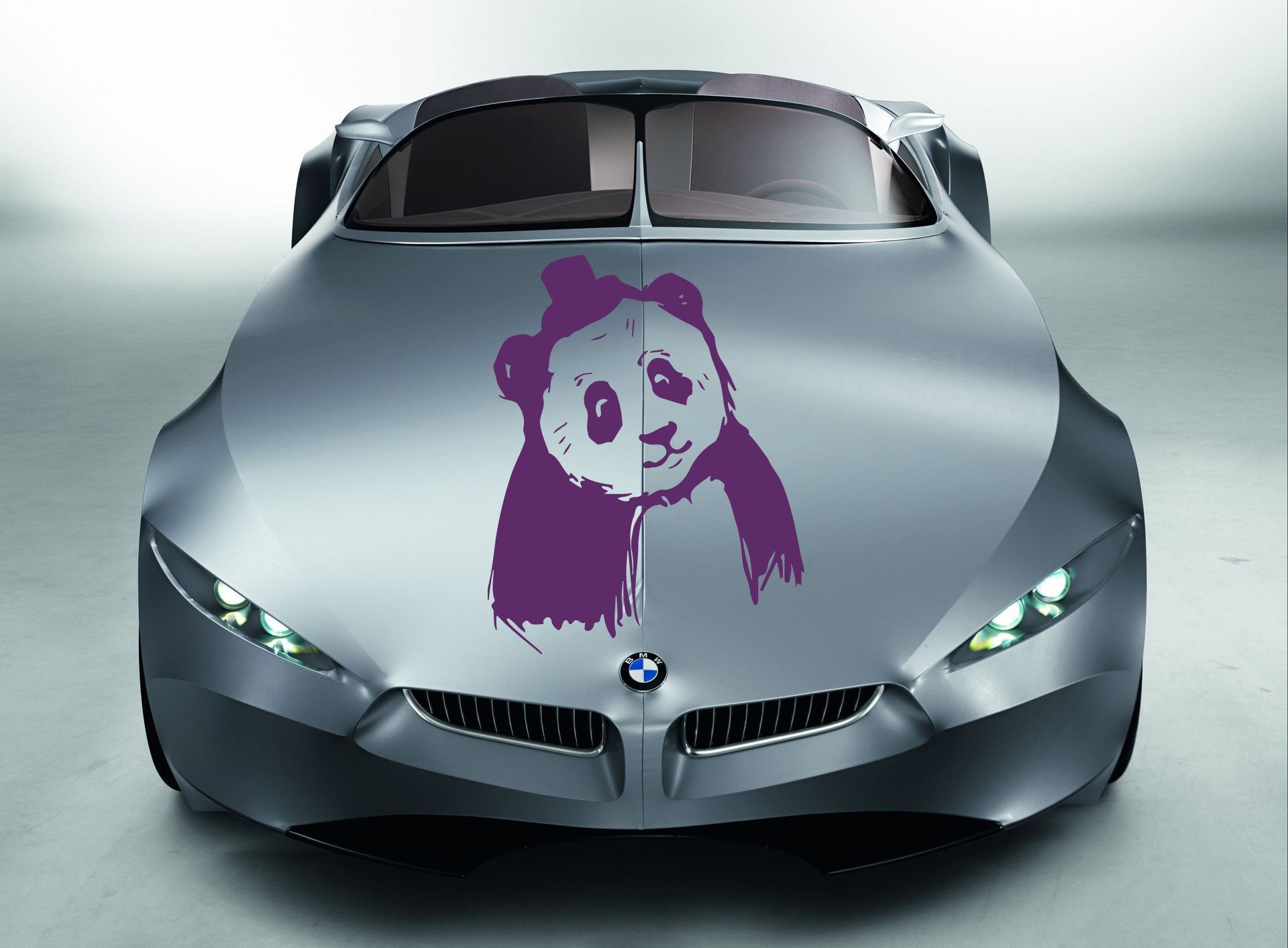 Auto Car Decals Animals Cute Sad Panda With A Classic Hat Pattern For Hood Decor Removable Stylish Sticker Unique Design Any