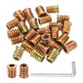 100 Pcs Threaded Insert For Wood 1 4 20 Carbon Steel Studs Hex Socket Drive Nut Inserts Screw In Fastener Connector With Wrench 