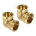 2 Pcs G 3 4 Inch Female X 90 Degree Elbow Brass L Right Angle Pipe Fitting Connector For Fluid Gas Fuel Oil 41x41mm 