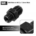 X Autohaux Black 6an Male To M12 1 5mm Metric Thread Fitting Adapter Flare Union Coupler Fuel Oil Line Hose End Aluminum Alloy