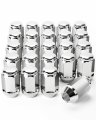 Omt 24-piece 1 2-20 Lug Nuts Chrome With Hex Tuner 4 Inches Length Cone Seat For Jeep Grand Cherokee Wrangler Liberty Ford 
