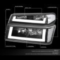Auto Dynasty Dual Led Drl Black Housing Clear Corner Headlight Lamps Tool Kit Compatible With Chevy Colorado Gmc Canyon 04-12