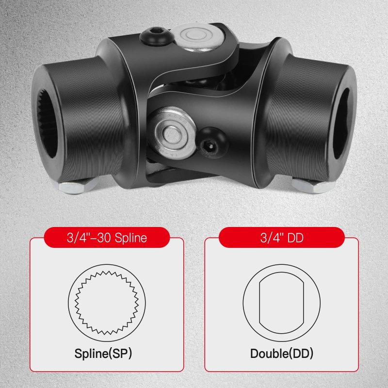 Single Universal Steering Black U-joint Shaft 3 4 Dd X 4-30 Spline