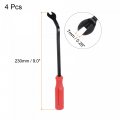 Uxcell 6 Inch All-purpose Black Oxide Manganese Steel Fastener Remover Clip Removal Tool With Red Plastic Handle For Window