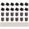 60pcs 90 Degree Plastic Corner Braces 19x32x19mm Nylon Shelf Right Angle Brackets With Screws For Cabinets Cupboards Brown 