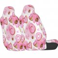 Delerain Car Seat Covers Set 2pcs Valentinea S Day Donuts Pink Hearts Universal Front Seats Vehicle Enterior Protector Suitable