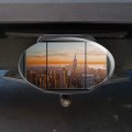 New York Skyline Sunset Penthouse Suite View Oval Tow Trailer Hitch Cover Plug Insert