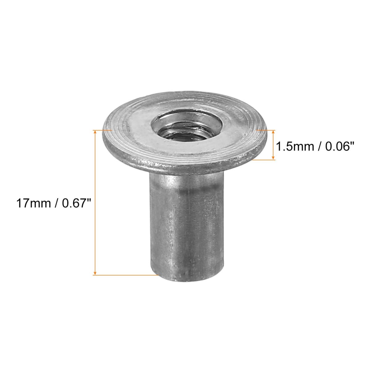 M6 T-nuts 50pcs Carbon Steel Tee Nut Round Base Weld Nuts 17mm Height Through Hole Flange Insert Female Thread Plate Dark Gray