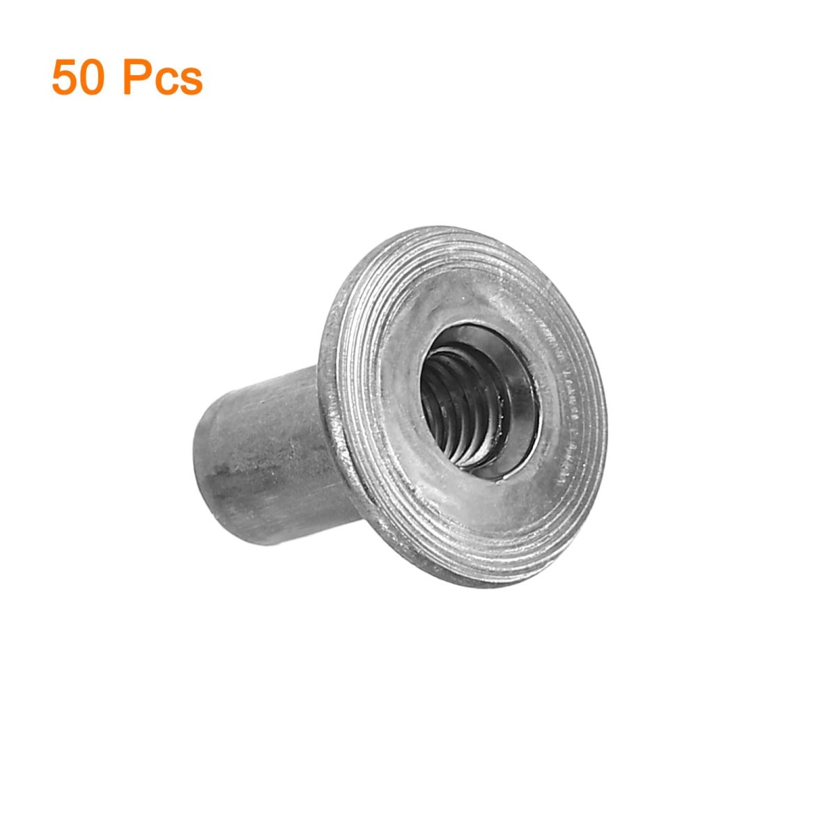 M6 T-nuts 50pcs Carbon Steel Tee Nut Round Base Weld Nuts 17mm Height Through Hole Flange Insert Female Thread Plate Dark Gray