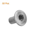 M6 T-nuts 50pcs Carbon Steel Tee Nut Round Base Weld Nuts 17mm Height Through Hole Flange Insert Female Thread Plate Dark Gray