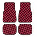 Red Black Checkered Car Floor Mat 4 Piece Auto Front Rear Carpets Anti-skid Foot Pads Universal Fit Interior Accessories