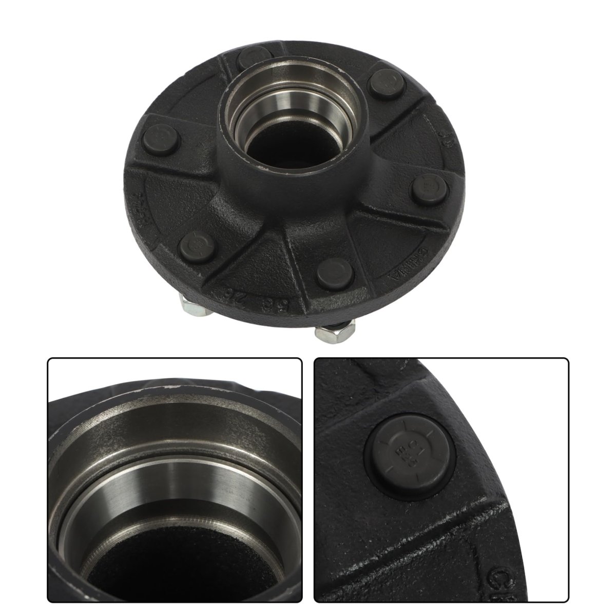 6 On 5 In Trailer Hub Kit Replacement For 3500 Lbs 84 Spindle L68149 Inner And L44649 Outer Bearing 1 2 20 Studs Cast Iron