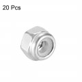 Uxcell Hex Lock Nuts M2 X 0 4mm Stainless Steel Nylon Insert Self-locking For Fasteners 20pcs Silver Tone