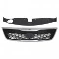 X Autohaux No 863502p500 Front Upper Hood Bumper Grille For Kia Sorento 2013 Kidney Grill Black Silver Tone
