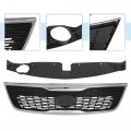 X Autohaux No 863502p500 Front Upper Hood Bumper Grille For Kia Sorento 2013 Kidney Grill Black Silver Tone