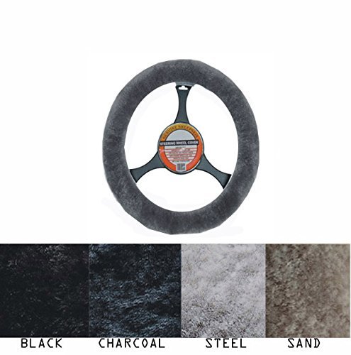 Aegis Cover Luxury Australian Sheepskin Steering Wheel Charcoal