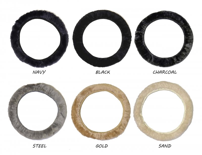 Aegis Cover Luxury Australian Sheepskin Steering Wheel Charcoal