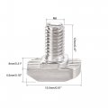 Uxcell M6x12mm T-slot Drop-in Stud Sliding Bolt Screw Carbon Steel For 30 Series Aluminum Profile 10pcs
