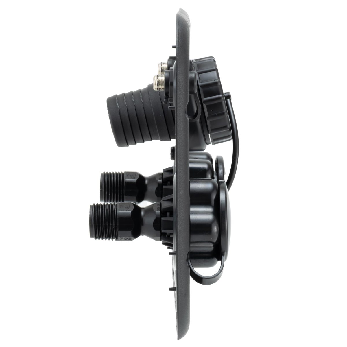 Titus T3 Rv City Water Panel With Gravity Fill Winterize Inlet And Dual Coax Rp-titus Black Abs Plastic