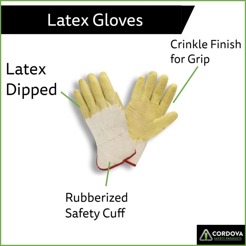 Cordova 5610 Economy Rubber Dipped Gloves Canvas Lined Crinkle Finish Safety Cuff Large 12-pack Bulk Latex