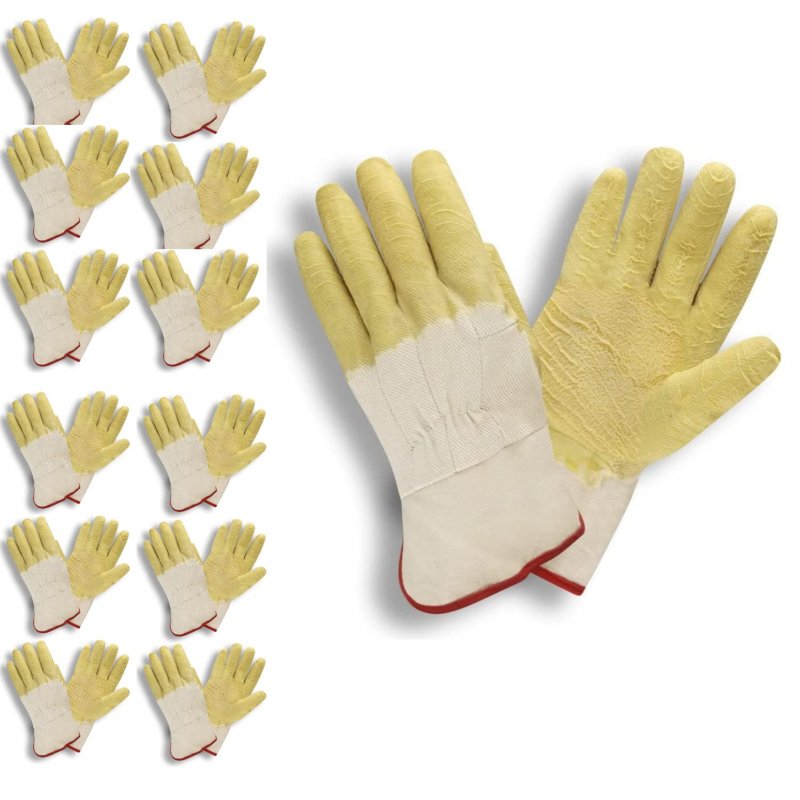 Cordova 5610 Economy Rubber Dipped Gloves Canvas Lined Crinkle Finish Safety Cuff Large 12-pack Bulk Latex
