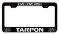 Live Love Fish Tarpon Fishing Black Metal License Plate Frame Tag Holder F48 