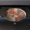 Christmas Holiday Santa Painting Toy Train Caboose Oval Tow Trailer Hitch Cover Plug Insert