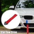 2 Set Front Bumper Car Tow Strap Trim Trailer Belt With Rope Hook Nylon Red
